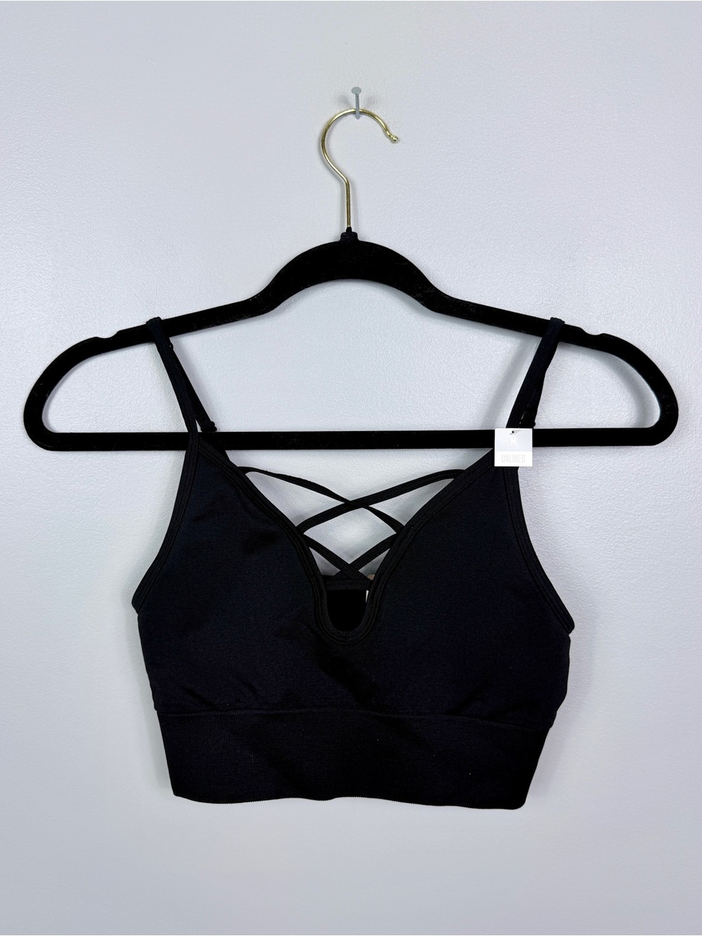 NWT VS Pink black criss cross strappy stretch unlined bralette size medium